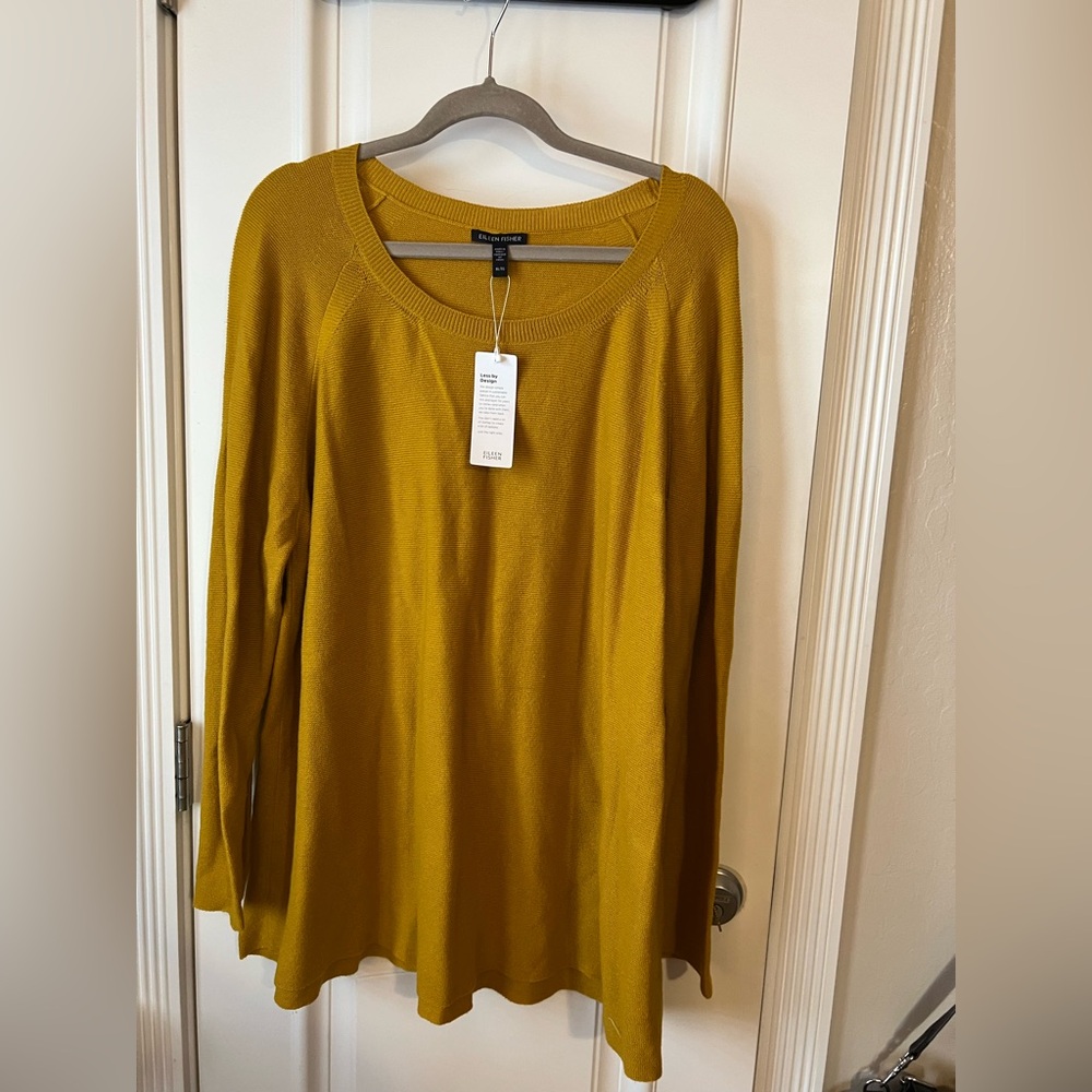 Eileen Fisher Mustard Long Sleeve knit Top